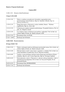 Ramowy Program Konferencji 5 marca 2015 11:00