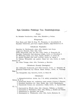 Spis Członk&oacute;w Polskiego Tow. Dendrologicznego.