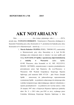 Akt notarialny – wzór - Skierniewice – osiedle Łączna.
