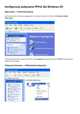 Konfiguracja połączenia PPPoE dla Windows XP