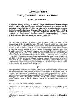 Uchwała Nr 1613/15 Zarządu Województwa Małopolskiego z