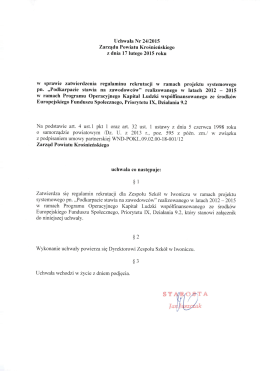 Uchwała Nr 24/2015 Zarządu Powiatu Krośnieńskiego z dnia 17