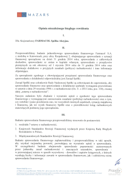 Raport niezależnego biegłego rewidenta za rok 2014