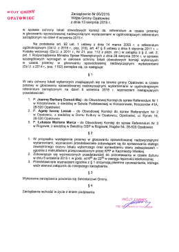 Zarządzenie 65/2015 w sprawie ochrony lokali obwodowych komisji