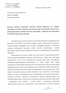 Recenzja prof. dr hab. Lucyna Kopciewicz