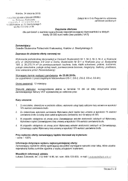 Krak&oacute;w, 24 sierpnia 2015r. Ĺ`wu&iacute;&scaron;&scaron;gžąăĺ&iacute;&iacute;&scaron;şĺ Załącznik nr 6 do
