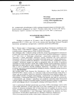 wyjaśnienie i zmiana treści SIWZ z dnia 20.03.2015r