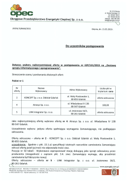Informacja o wyborze najkorzystniejszej oferty