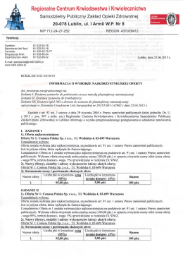 Informacja o wyborze najkorzystniejszej oferty