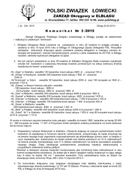 Komunikat ZO PZL nr 3 z 25.05.2015