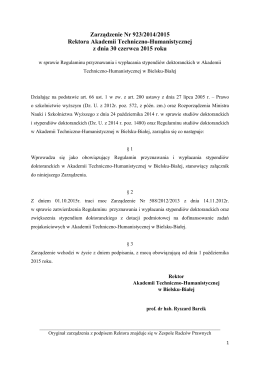 Zarządzenie Nr 923/2014/2015 Rektora Akademii - Studia