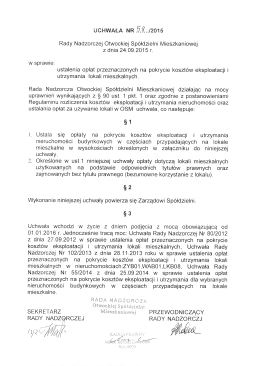 Uchwała Nr 58/2015 z dnia 24.09.2015r. w sprawie ustalenia opłat