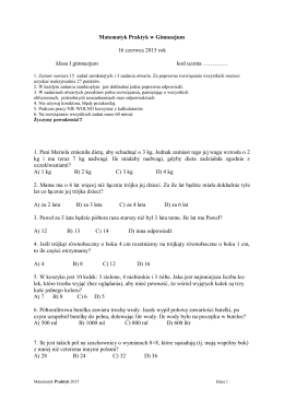 Matematyk Praktyk w Gimnazjum 16 czerwca 2015 rok klasa I