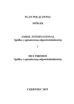 Page 1 Page 2 PLAN POŁĄCZENIA spółek kapitałowych ANROL