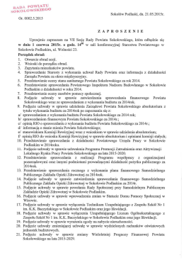 Zaproszenie na VII sesję Rady Powiatu Soko³owskiego
