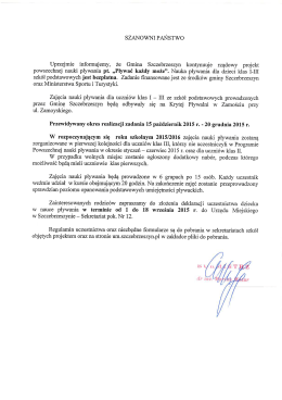 szANowNI PAŃSTWO Uprzejmie informujemy, że Gmina