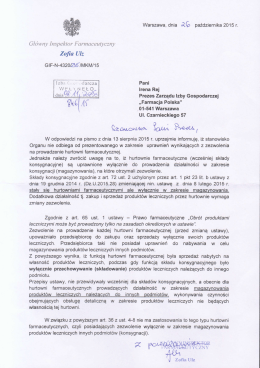 Gł&oacute;wny Inspektor Farmaceutyczny Zoﬁa Ulz