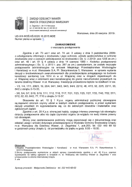 ZARZĄD DZIELNICY WAWER MIASTA STOŁECZN EGO WARSZAWY