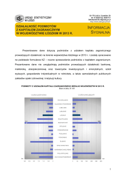 Działalność podmiotów z kapitałem zagranicznym w województwie