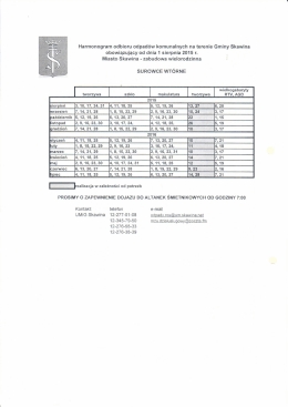 Harmonogram odbioru odpadów komunalnych na terenie Gminy