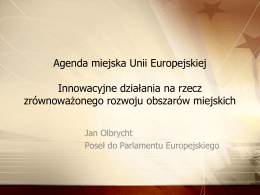 Jan Olbrycht – Agenda Miejska Unii Europejskiej