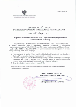 Decyzja Nr 1/WCM z dnia 17 lutego 2015 r. w sprawie ustanowienia