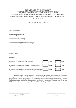 formularz zgłoszeniowy PDF - I Liceum Ogólnokształcące im
