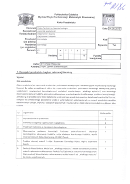 Kosmologia - Wydział Fizyki Technicznej i Matematyki Stosowanej