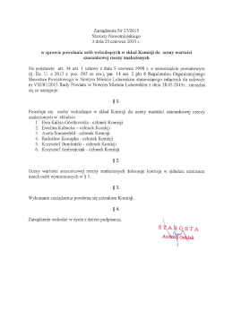 Zarządzenie Nr 27/2015 Starosty Nowomiej skiego z dnia 25