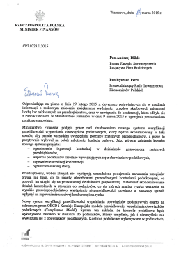 ` "`~ Warszawa, dnia A marca 2015 r.