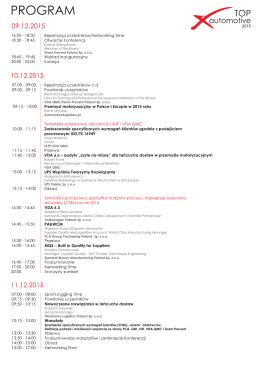 Program Konferencji TOP automotive 2015