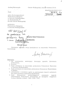 Andrzej Biernaczyk Ostr&oacute;w Wielkopolski, dnia &Uuml;Ĺ września 2015r.