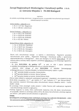 Ogłoszenie w sprawie sprzedaży nieruchomości