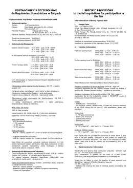PEŁNY REGULAMIN UCZESTNICTWA W TARGACH
