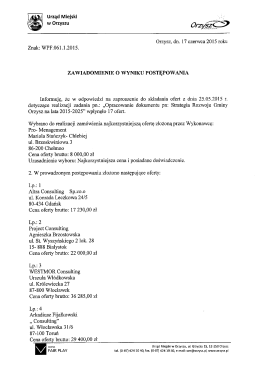 Zawiadomienie o wyborze najkorzystniejszej oferty