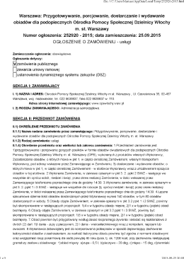 Ogłoszenie o zamówieniu: Znak: DA-231-1/2015