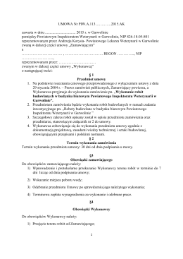 Wzór umowy - Powiatowy Inspektorat Weterynarii w Garwolinie