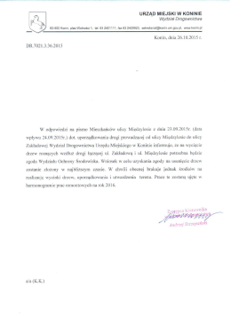 Odpowiedź na pismo Mieszkańców ul. Międzylesie w