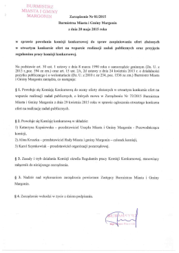 Zarządzenie Nr 81/2015 Burmistrza Miasta i gminy Margonin w