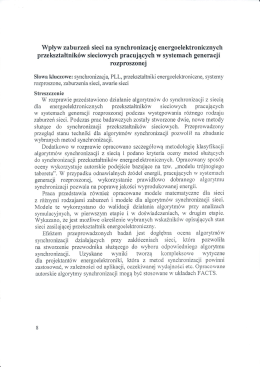 Wpływ zaburzeń sieci na synchronizację energoelektronicznych