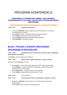 Program konferencji Polska Polityka Wschodnia 2015