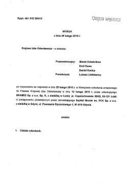 Sygn. akt: KIO 264115 WYROK z dnia 25 lutego 2015 r. Krajowa