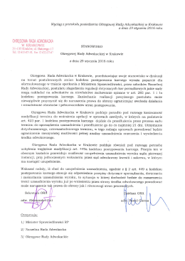 Stanowisko Okręgowej Rady Awokackiej w Krakowie dotyczące