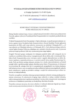 WYDZIAŁ DUSZPASTERSKI KURII DIECEZIALNE] W OPOLU