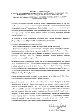 WYMAGANIA FORMALNE DOT. KWALIFIKACJI I REALIZACJI