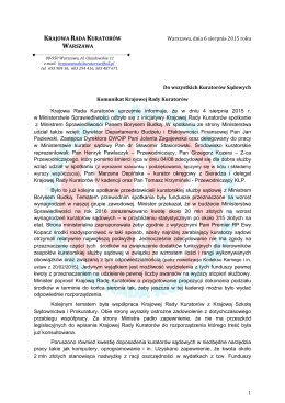Komunikat Krajowej Rady Kuratorów z dnia 6 sierpnia 2015 r.