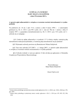 IX/58/2015 w sprawie opłat adiacenckich w związku ze wzrostem
