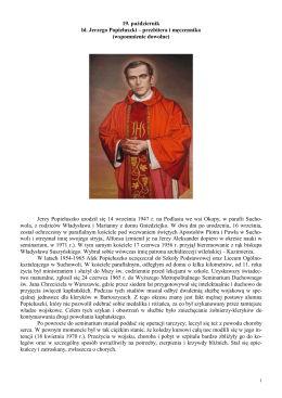 Msza Święta w liturgiczne wspomnienie bł. Jerzego Popiełuszki
