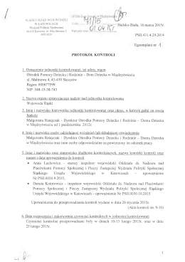 Protokół kontroli Urząd Wojewódzki
