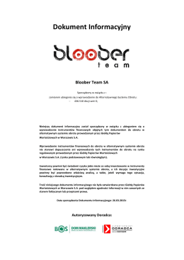 Dokument Informacyjny - Bloober IR